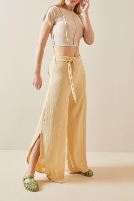 Krem Yırtmaçlı & Asimetrik Salaş Pantolon 5YXK5-48074-22 