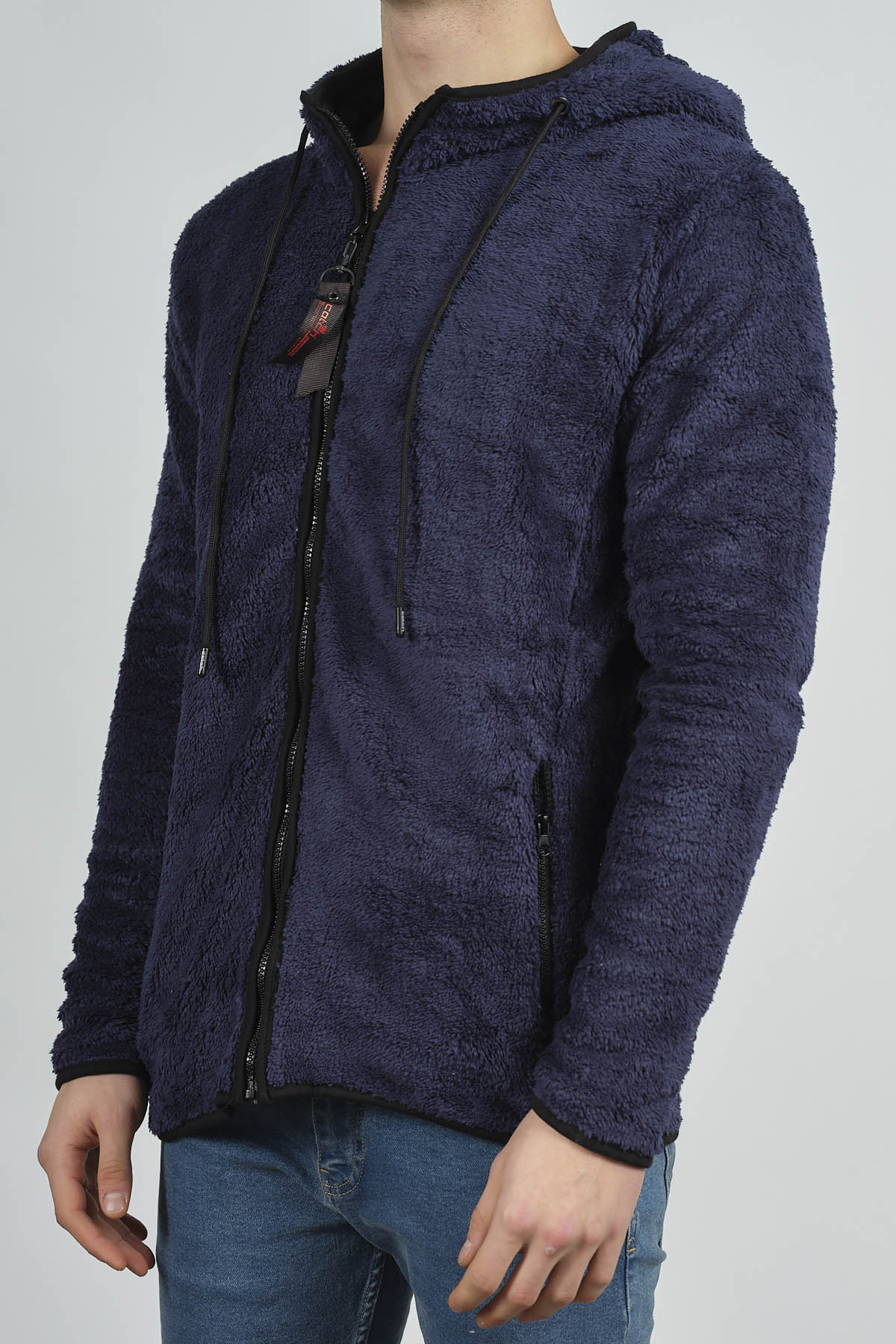Lacivert Fermuarlı Kapüşonlu Peluş Sweat 1KXE8-44271-14 