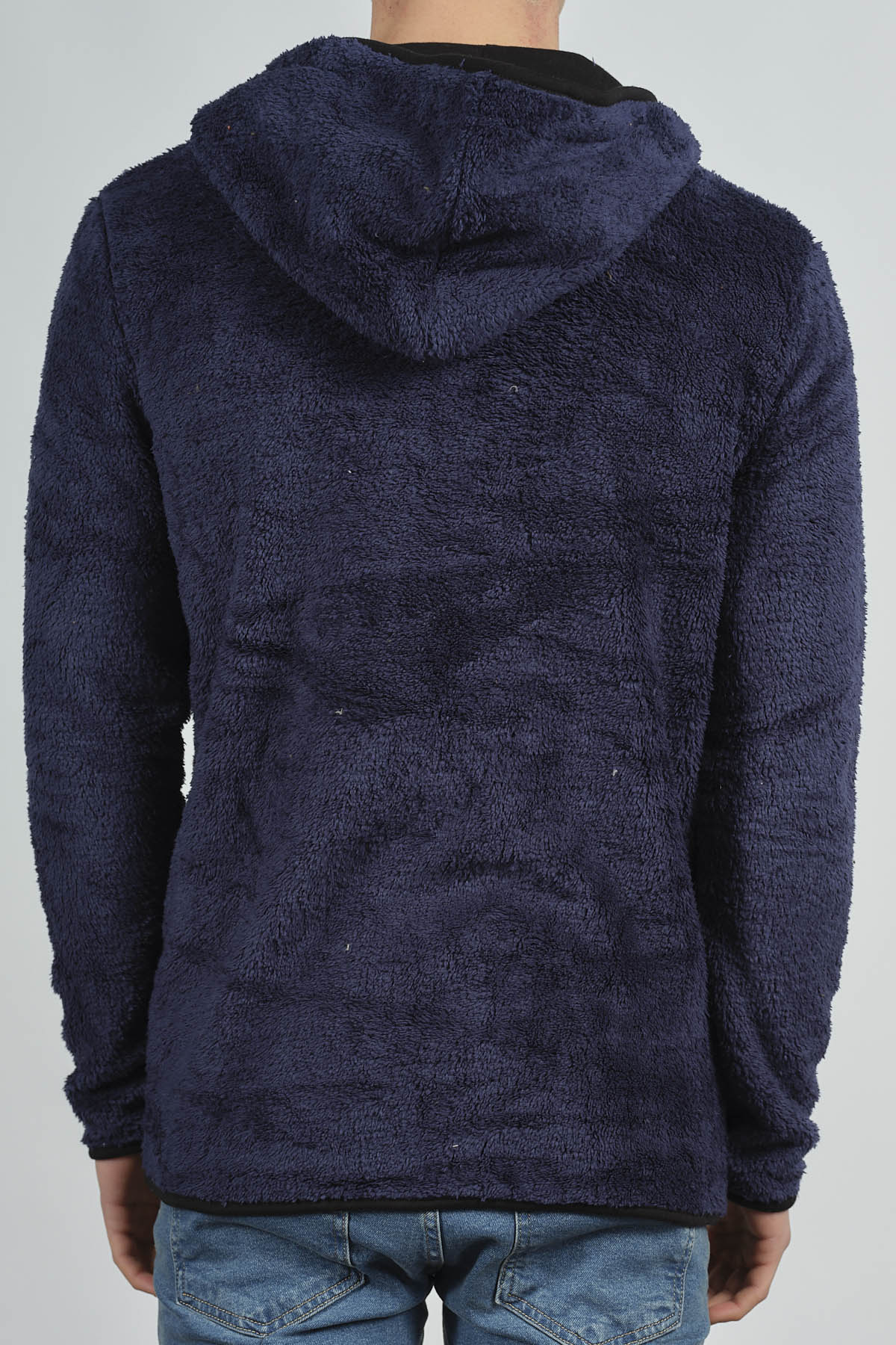 Lacivert Fermuarlı Kapüşonlu Peluş Sweat 1KXE8-44271-14 - 4
