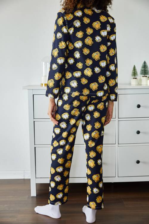 Lacivert Garfield Baskılı Örme Pijama Takımı 2KXK8-45523-72 - 5
