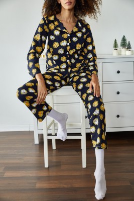 Lacivert Garfield Baskılı Örme Pijama Takımı 2KXK8-45523-72 - 6