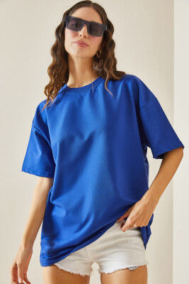 Lacivert Oversize Basic Tişört 3YXK1-47087-14 - 2