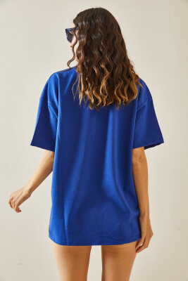 Lacivert Oversize Basic Tişört 3YXK1-47087-14 - 7