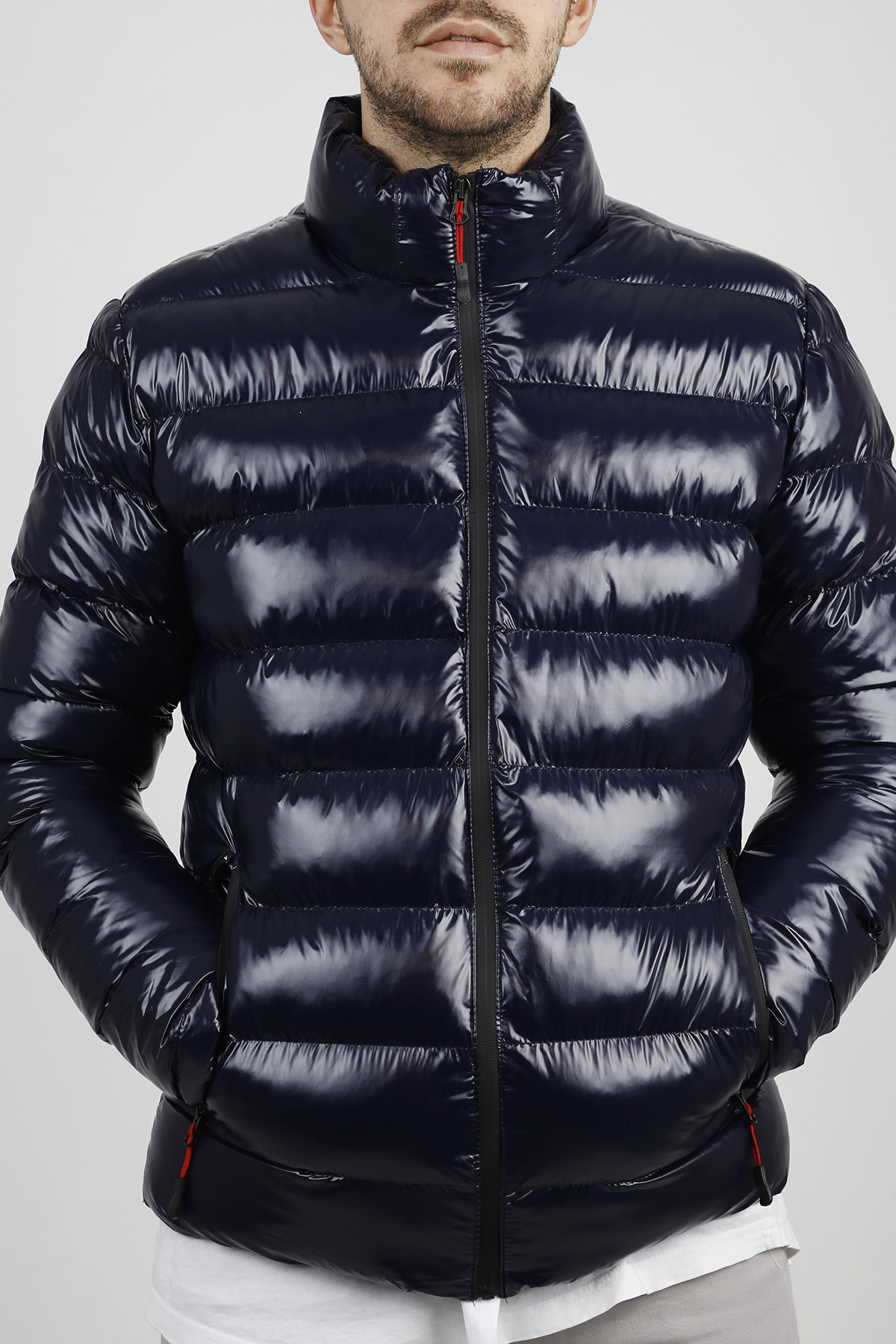 Lacivert Parlak Şişme Mont 1KXE4-44346-14 - 4