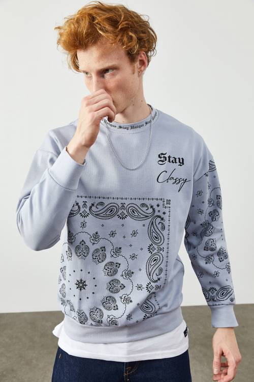 Lila Etnik Desenli Sweatshirt 2KXE8-45350-26 - 2