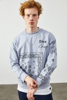 Lila Etnik Desenli Sweatshirt 2KXE8-45350-26 - 5