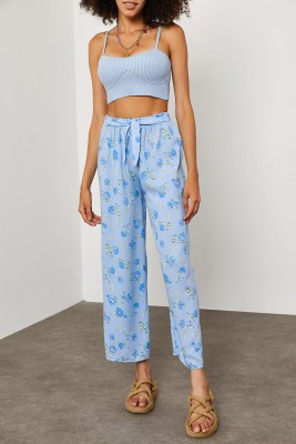 Mavi Beli Lastikli Çiçekli Pantolon 2KXK5-45691-12 - 6