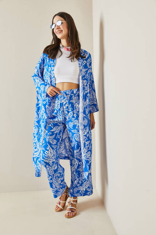 Mavi Desenli Kimono Takım 5YXK8-48669-12 - 6