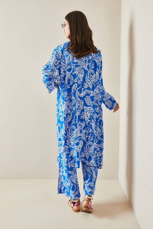 Mavi Desenli Kimono Takım 5YXK8-48669-12 - 7