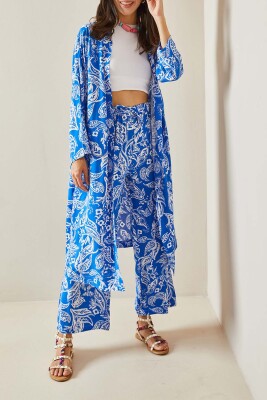 Mavi Desenli Kimono Takım 5YXK8-48669-12 
