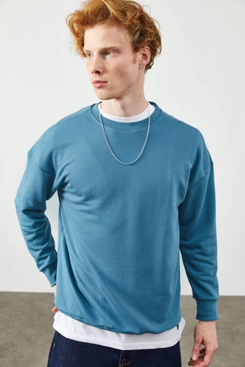 Mavi Düz Sweatshirt 2KXE8-45349-12 - 5