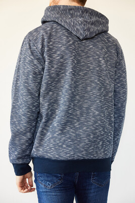 Mavi Kırçıllı Kapüşonlu Şardonlu Slikonlu Üç İplik Fermuarlı Sweat 0YXE8-44072-12 