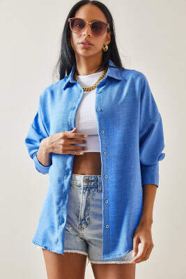 Mavi Oversize Basic Keten Gömlek 5YXK2-48269-12 - 5