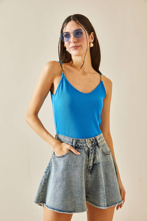 Mavi Zincirli Askılı Bluz 5YXK2-48380-12 - 4
