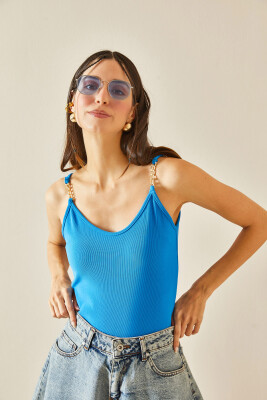 Mavi Zincirli Askılı Bluz 5YXK2-48380-12 - 6