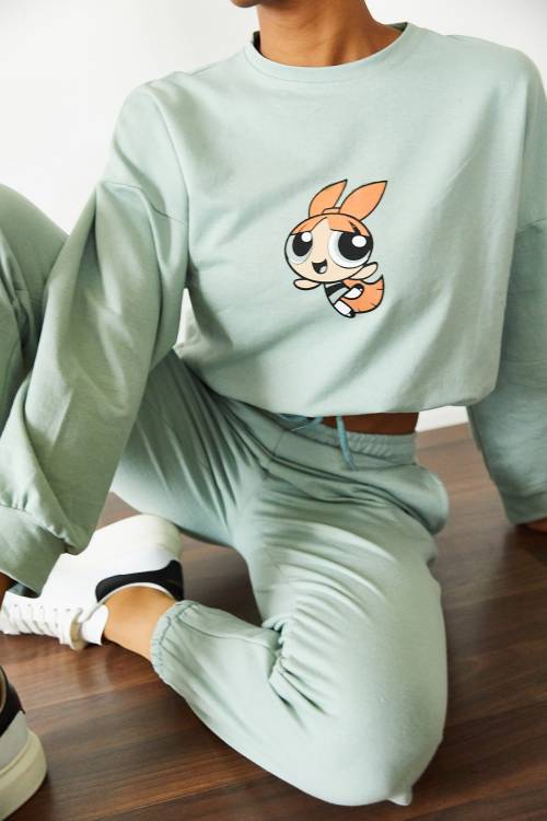 Mint Beli Lastikli Baskılı Eşofman Takımı 2KXK8-45849-58 - 1