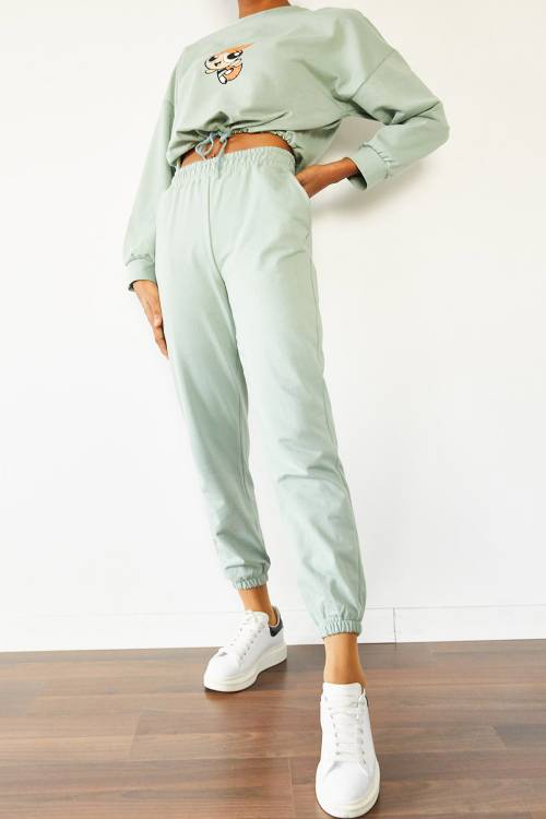 Mint Beli Lastikli Baskılı Eşofman Takımı 2KXK8-45849-58 - 3