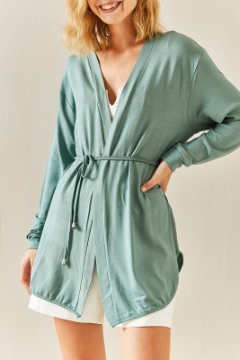 XHAN - Mint Dökümlü Örme Kimono 3YXK4-47545-58