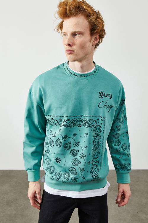 Mint Etnik Desenli Sweatshirt 2KXE8-45350-58 - 2