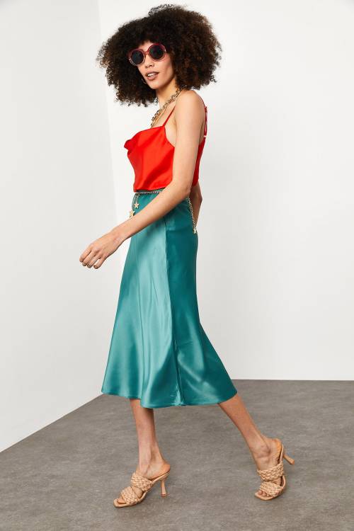 Mint Midi Saten Etek 1YXK7-44872-58 - 4