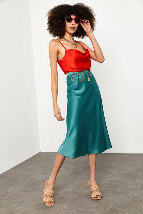 Mint Midi Saten Etek 1YXK7-44872-58 - 5