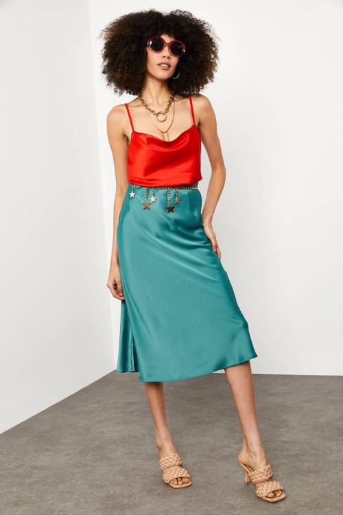 Mint Midi Saten Etek 1YXK7-44872-58 - 6