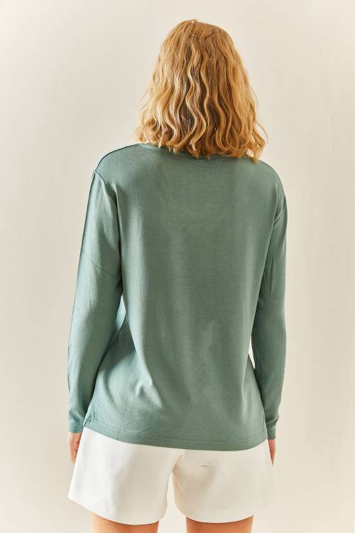 Mint V Yaka Dökümlü Bluz 3YXK2-47542-58 - 7