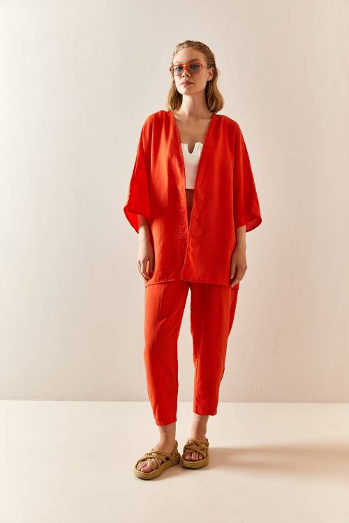 Nar Çiçeği Salaş Kimono Takım 3YXK8-47342-40 - 2