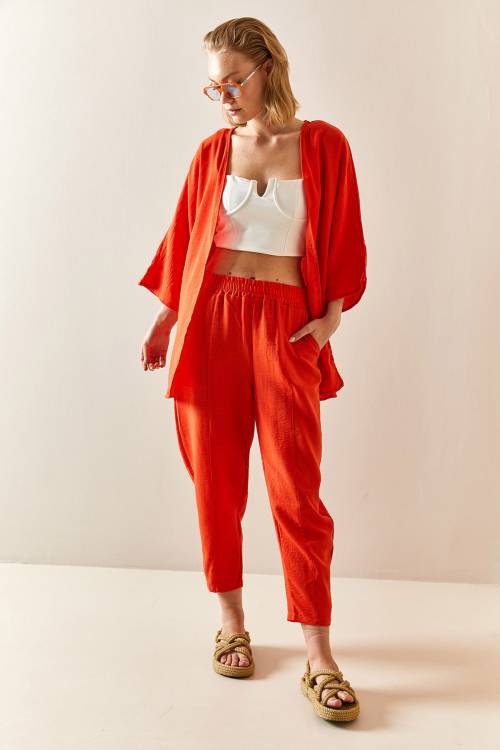 Nar Çiçeği Salaş Kimono Takım 3YXK8-47342-40 - 4