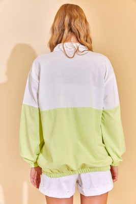 Neon Yeşil Renk Geçişli Fermuarlı Sweat Hırka 3KXK8-46812-89 - 7