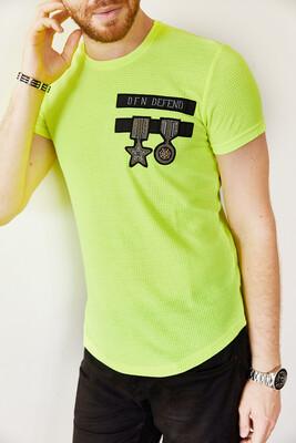 Neon Yeşili İşlemeli Tişört 0YXE1-44017-71 