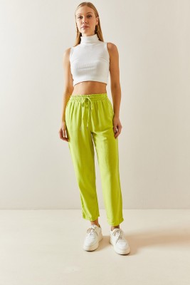 Neon Yeşili Keten Kalem Pantolon 3YXK5-47365-89 - 2
