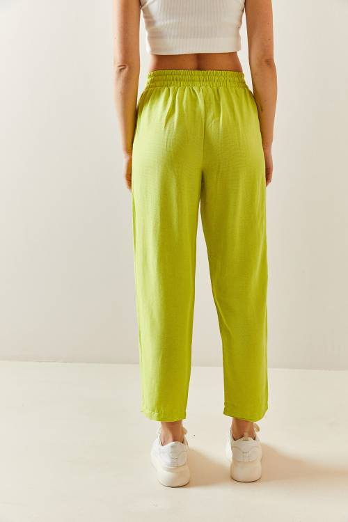 Neon Yeşili Keten Kalem Pantolon 3YXK5-47365-89 - 6