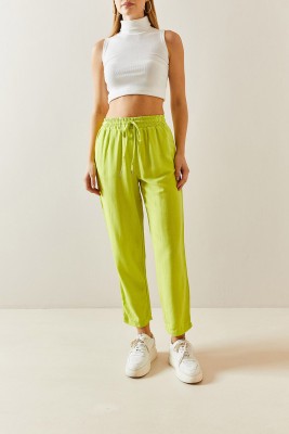 XHAN - Neon Yeşili Keten Kalem Pantolon 3YXK5-47365-89
