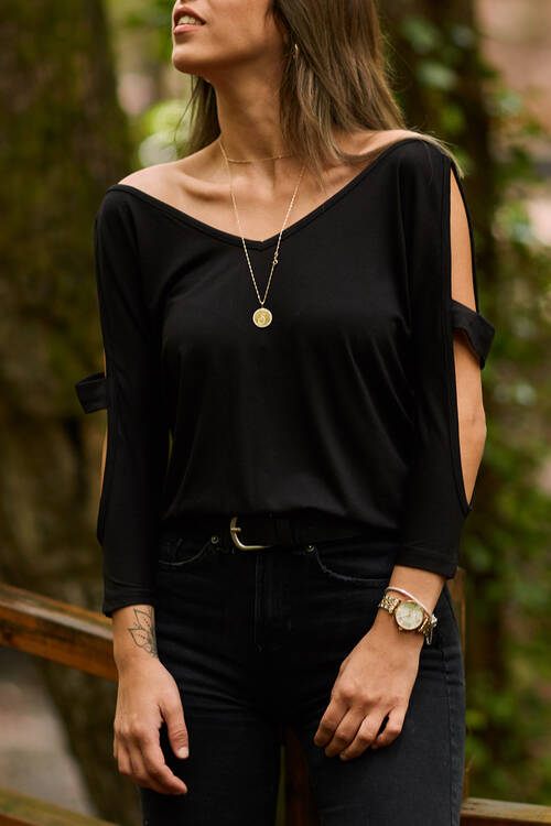 Siyah Omuz Detaylı Bluz 9KXK2-41652-02 - 1
