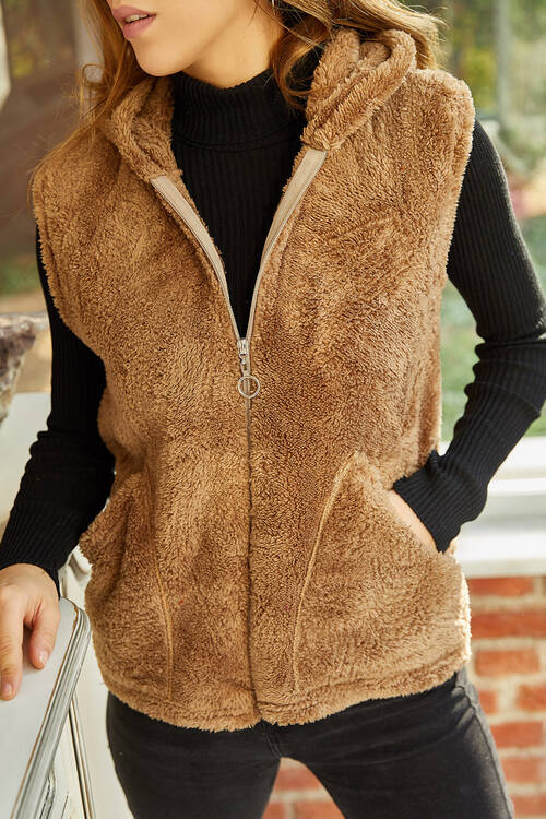 Kahverengi Peluş Yelek 9YXK4-41824-18 - 1