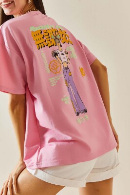 Pembe Bisiklet Yaka Baskılı Tişört 5YXK1-48314-20 