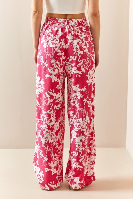Pembe Çiçek Desenli Salaş Pantolon 3YXK5-47334-20 - 5
