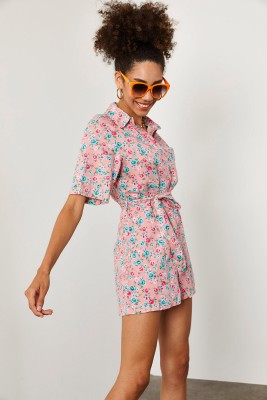 Pembe Çiçek Desenli Tulum 2YXK6-46209-20 - 1