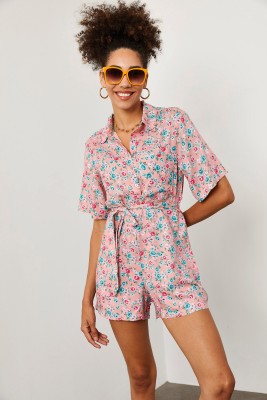 Pembe Çiçek Desenli Tulum 2YXK6-46209-20 - 3