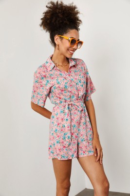 Pembe Çiçek Desenli Tulum 2YXK6-46209-20 - 8