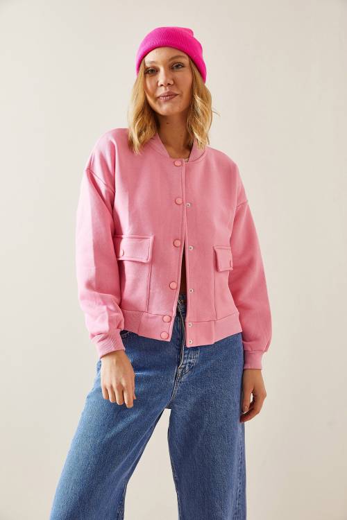 Pembe Çıtçıt Düğmeli & Cepli Kolej Ceket 4KXK4-47721-20 - 3
