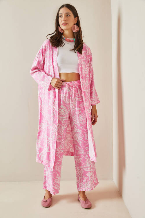 Pembe Desenli Kimono Takım 5YXK8-48669-20 - 4