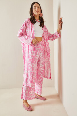 Pembe Desenli Kimono Takım 5YXK8-48669-20 - 5