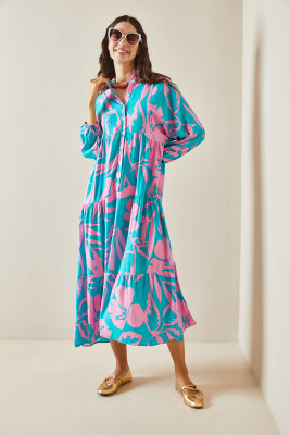 Pembe Desenli Maxi Elbise 5YXK6-48504-20 - 4