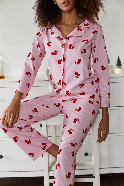 XHAN - Pembe Kiraz Baskılı Pijama Takımı 2KXK8-45809-20