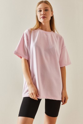 Pembe Oversize Basic Tişört 3YXK1-47087-20 - 2