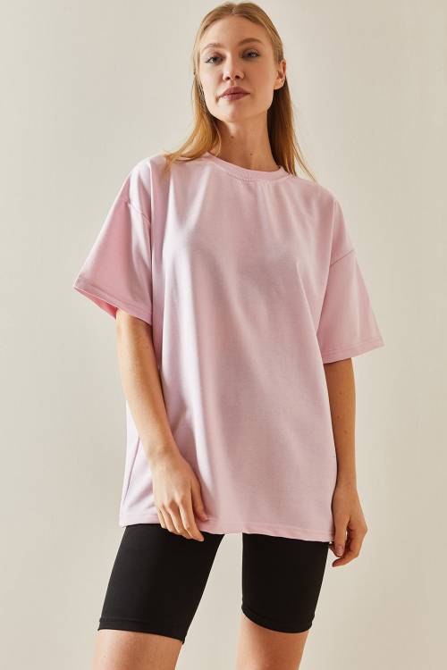 Pembe Oversize Basic Tişört 3YXK1-47087-20 - 2
