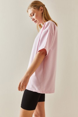 Pembe Oversize Basic Tişört 3YXK1-47087-20 - 3