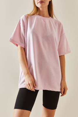Pembe Oversize Basic Tişört 3YXK1-47087-20 